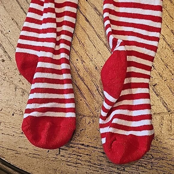 Red and white stripe stockings Rae Dunn One size but i say it fits 3/4 perfectly - Picture 4 of 8